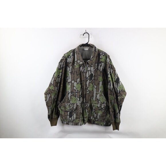 Vtg 90s Streetwear Mens 2XL Faded Trebark Camouflage Chamois Cloth Jacket USA